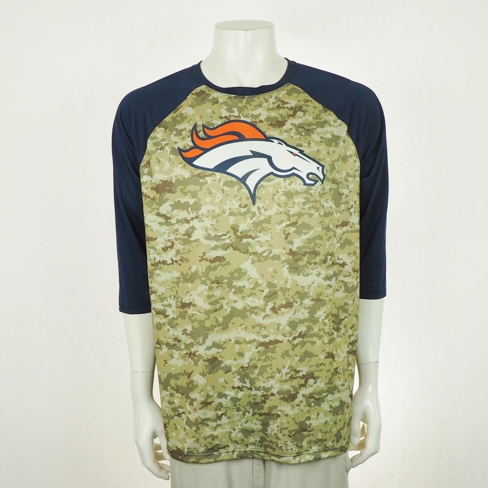 Nike NFL Salute to Service Denver Broncos Tee Shirt Mens XL Green Camo Dri-Fit